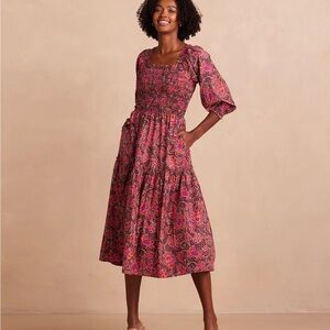 Summersalt NWT The Countryside Poplin Smocked Midi Dress Size S